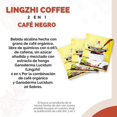Café Adicionado con Ganoderma Lucidum DXN Lingzhi Coffee 2 en 1 (20 sobres)
